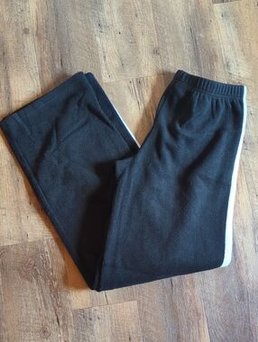 Nick & Sarah Women's Black Fleece Track Pants with White Side Stripe